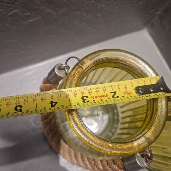 Set of 2 Nantucket Home Yellow Glass Candle Holders Lanterns with Rope Handles - Picture 5 of 5